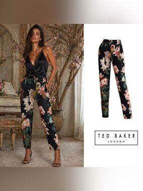 Ted Baker London Aasha Opulent Bloom floral satin trousers